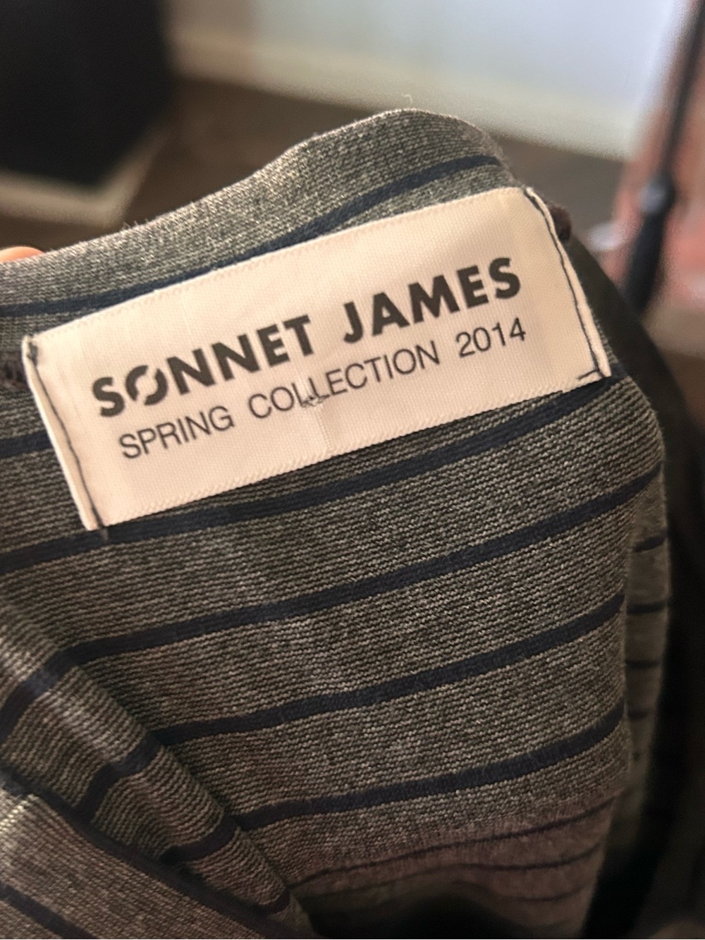 Sonnet James Reese Striped Play Midi Dress in Grey & Navy Blue Sz S - Picture 6 of 8